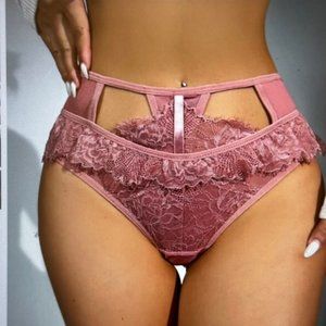 Floral Lace Cut Out Panty Dusty Pink XL 12